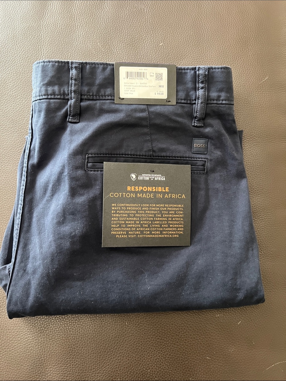 BOSS Navy Slim Cotton Chinos